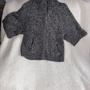 Kobe’s New York Black and White Knit Zip-Up Sweater